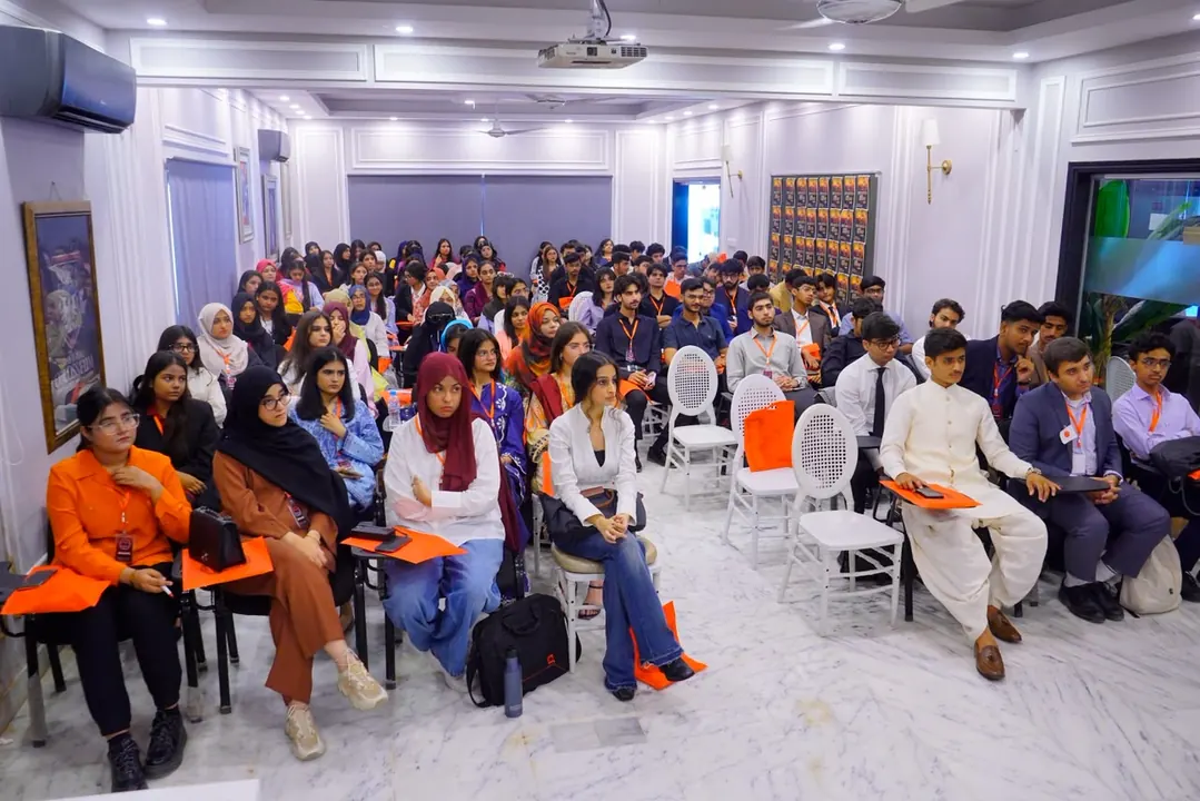 Delegates seated together during a session at ELARA MUN I