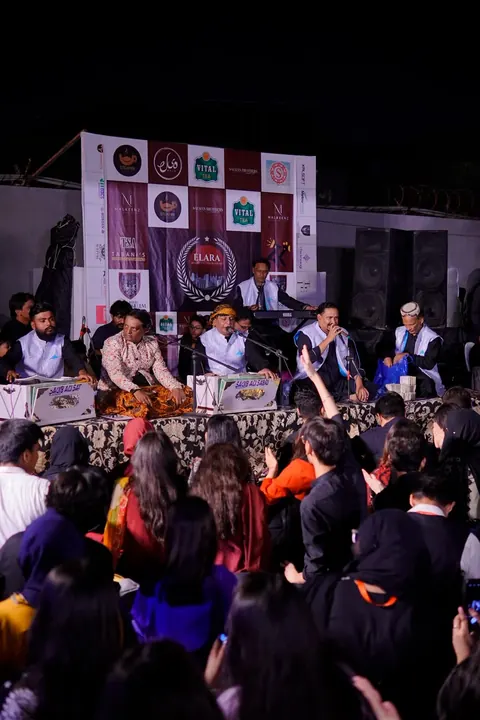 Qawwali performers on stage at the ELARA MUN I social